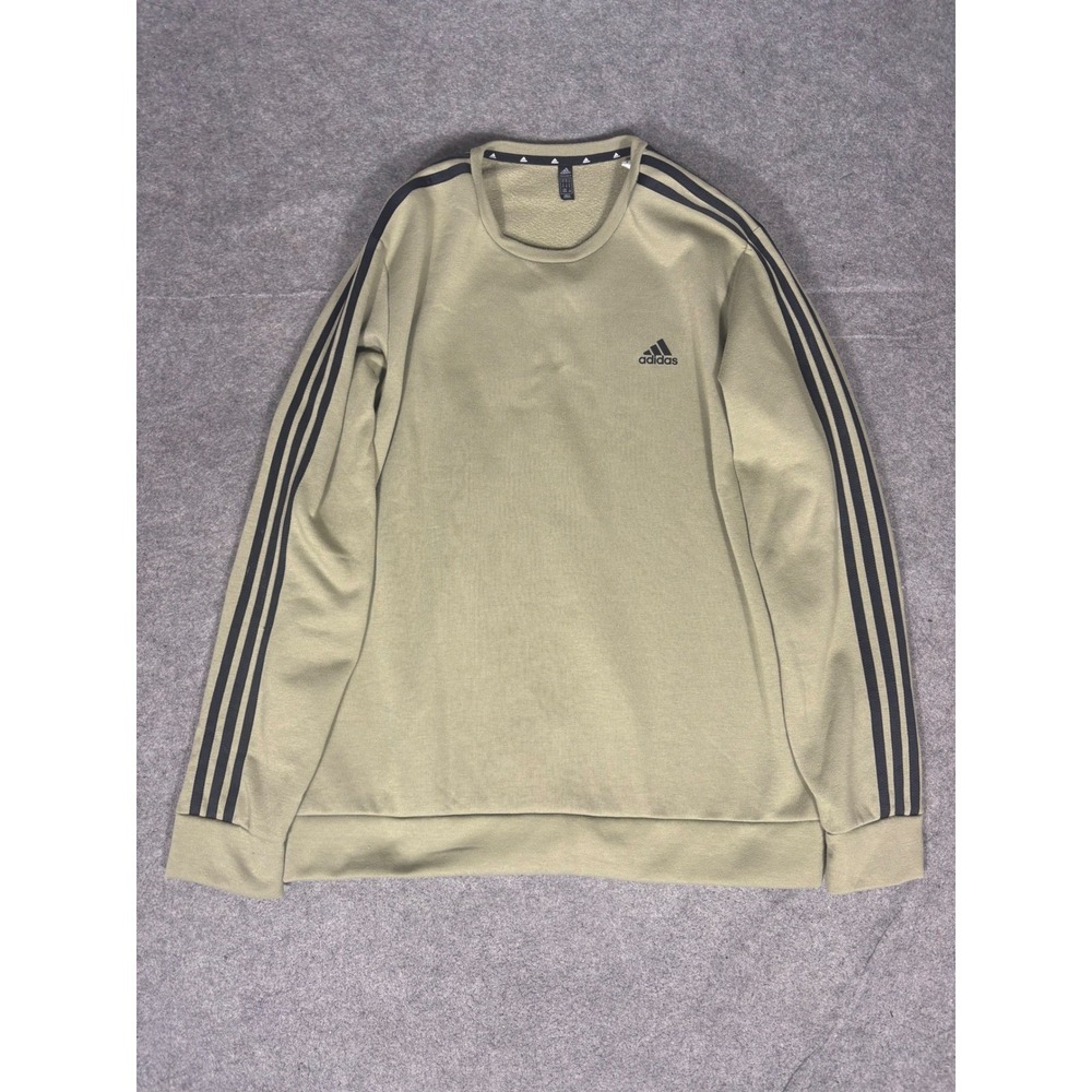 Adidas Mens Primegreen 3-Stripe Crewneck Sweatshirt Olive Green XL H44062